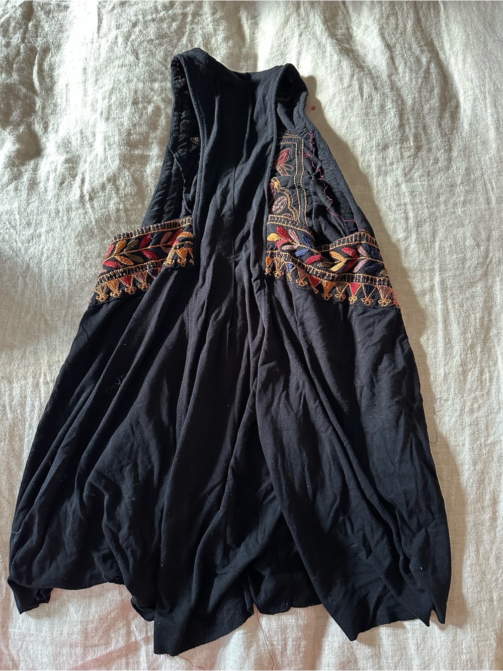 Free People Black Embroidered Halter Tank with Multicolor Floral Design, XS - Picture 6 of 6